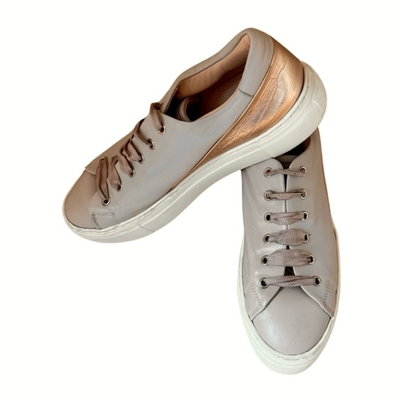 AGL Leather Platform Sneakers Blush Pink Casual Attilio Giusti Leombruni Sz 40.5 - Picture 2 of 16
